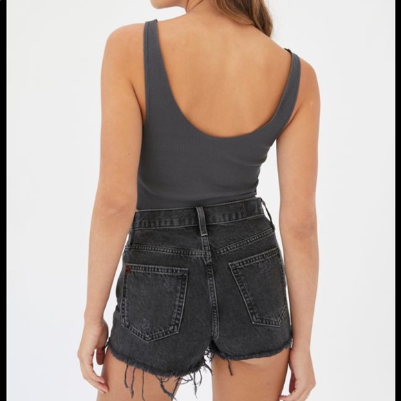 black high-rise jean shorts - Picture 1 of 8